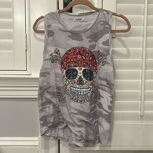 Lauren Moshi skull graphic tank top size S
